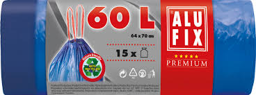 ALUFIX SACI DE GUNOI 60L CU BANDA ALBASTRI 64x70CM 15PCS(20B)