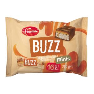 VINCINI CHOCO BAR MINIS 350G BUZZ CARAMEL(12B)