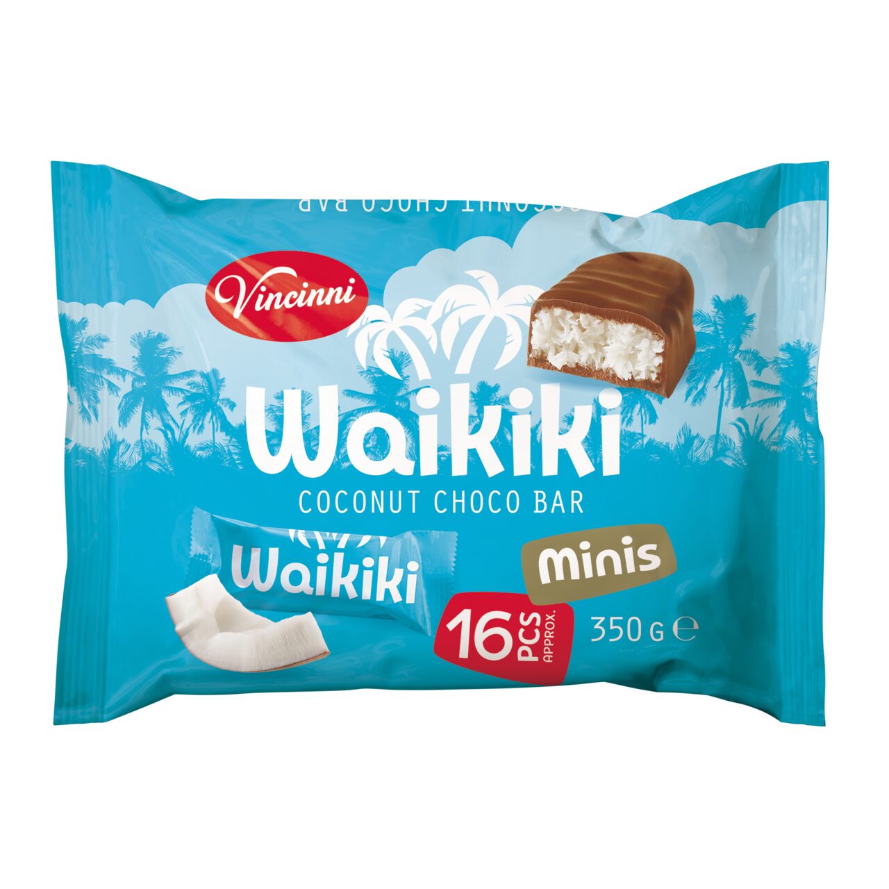 VINCINI CHOCO BAR MINIS 350G WAIKIKI COCONUT(12B)