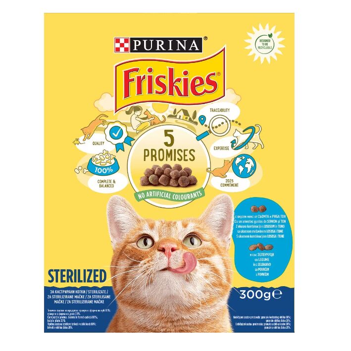 PET.FRISKIES CAT 300GR STERILE SOMON&LEGUME(10B)
